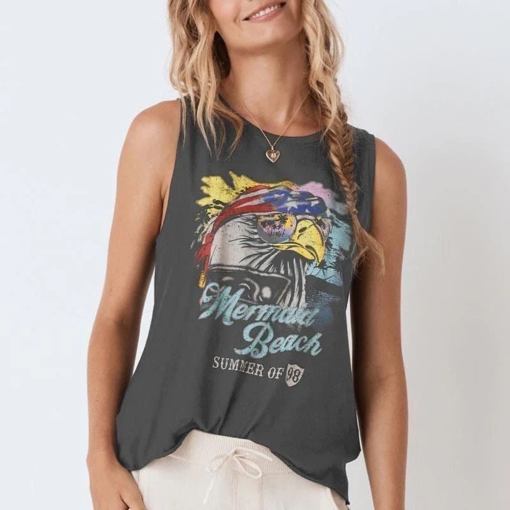 Spell Gray Muscle Tee with Relaxed Fit and Sleeveless Design